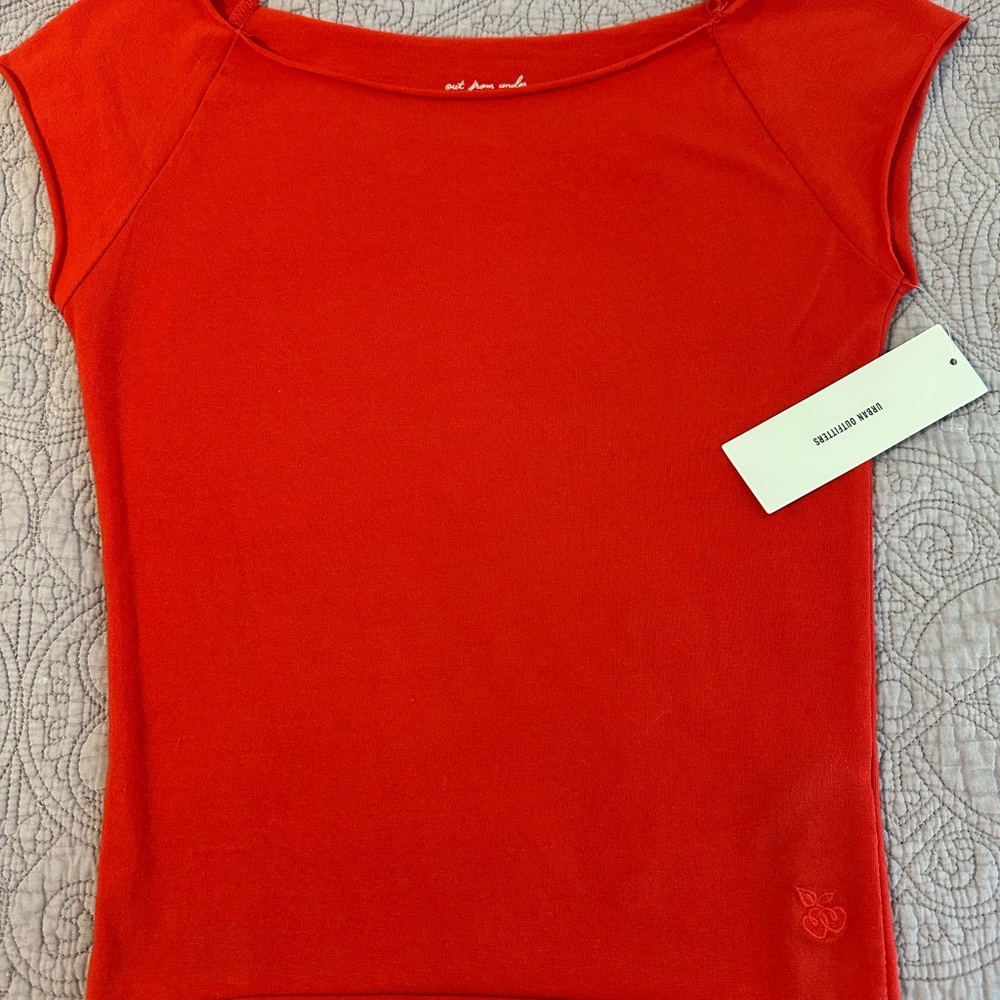 Red Boatneck off the shoulder Women's Top